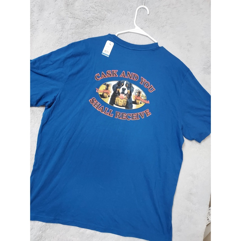 NEW Tommy Bahama Shirt Mens XL Cask And You Shall Receive Graphic Blue Dog Beach